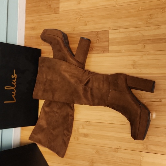 NIB Lulu's Layyney brown suede knee high boots 8.5 new boots - Picture 2 of 8